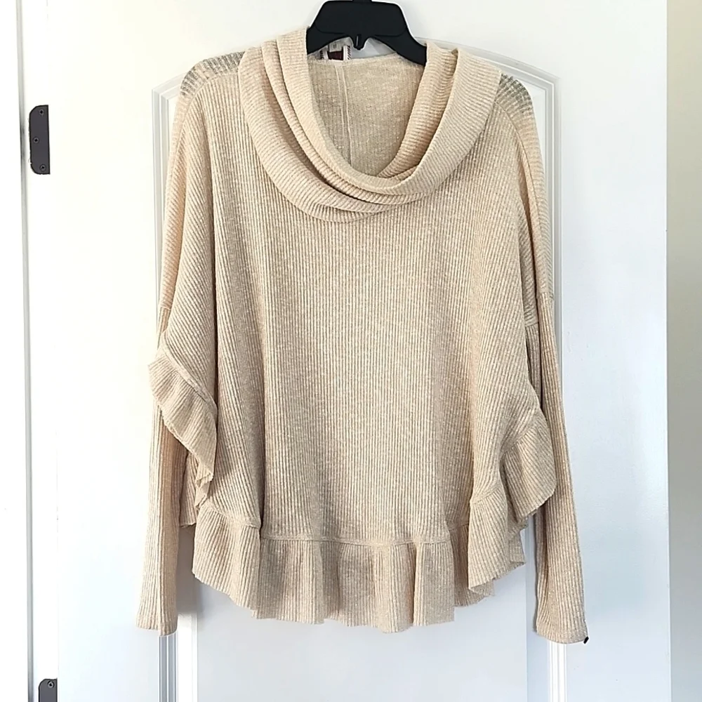 Anthropologie Maeve Addie Ruffled Hacci Pullover Size XSMALL-SMALL